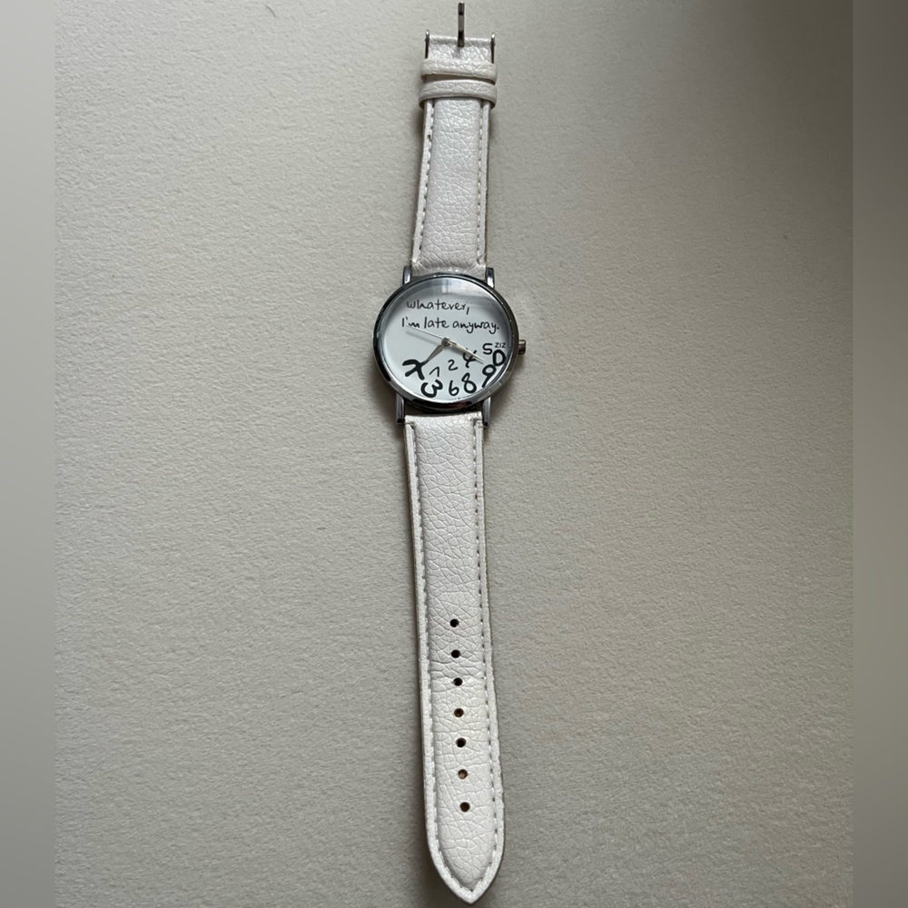 I’m already late white unisex wrist watch